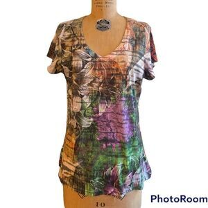 Susan Lawrence Floral Colorful Short Sleeve T-shirt